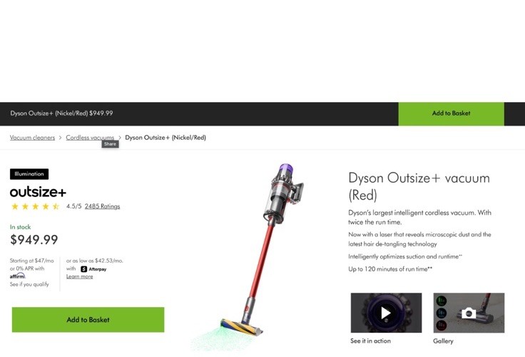 Dyson SV29 Outsize + Vacuum Cleaner With Pet Hair Attachment gallery
