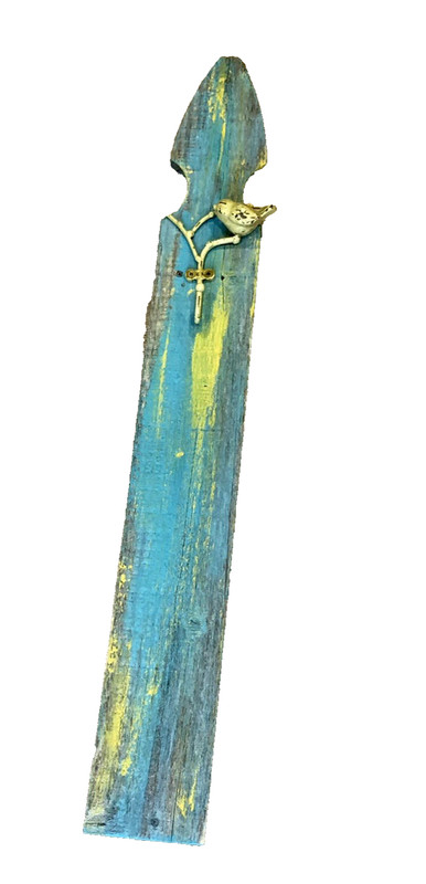 Handmade OOAK Piece Nursery Bird Hook Hanger Turquoise 27" Reclaimed Repurposed gallery
