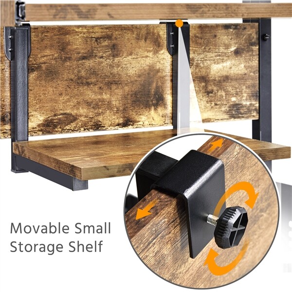 3 Tier Rolling Computer Desk w/Printer Shelf Keyboard Tray Rustic Mobile Desk gallery