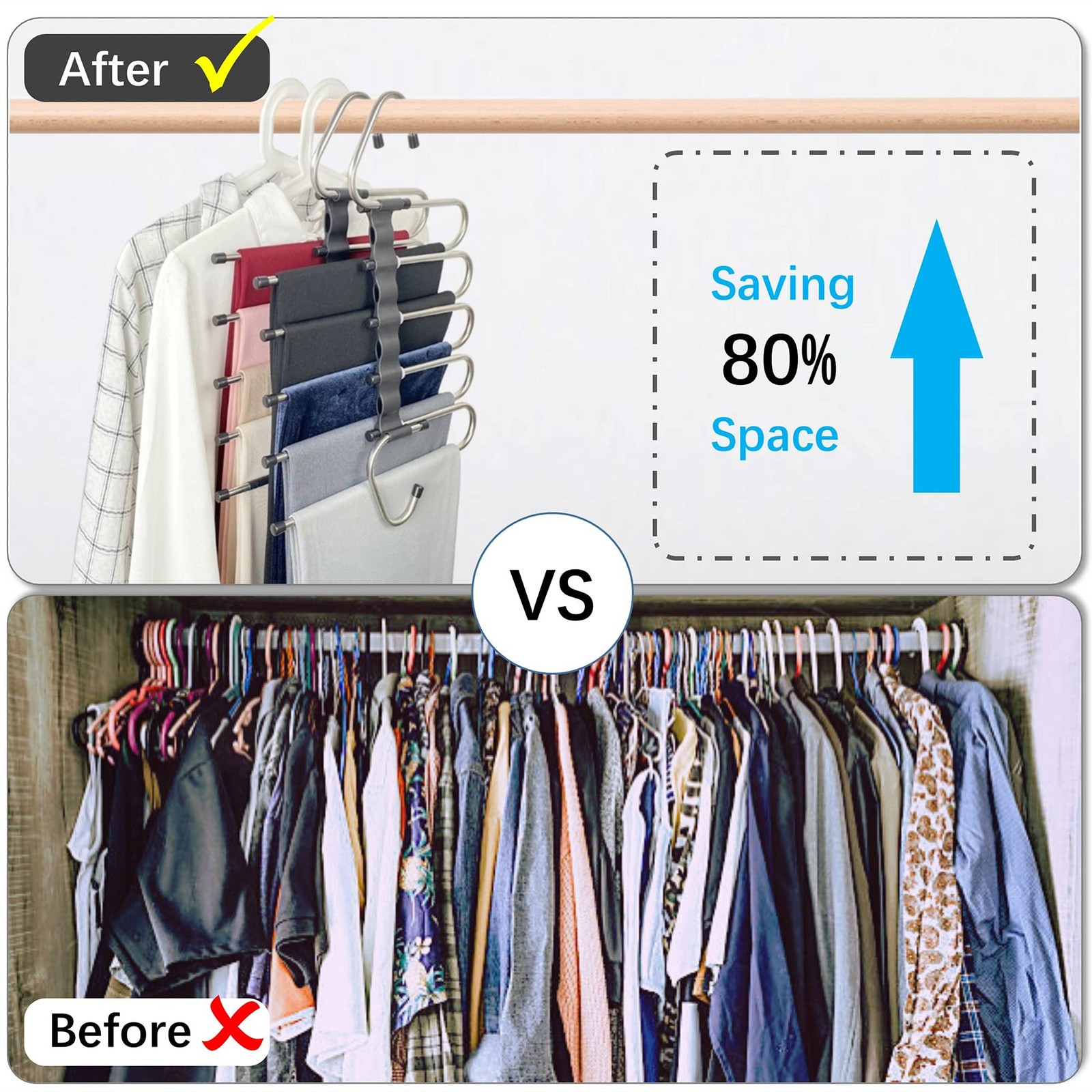 Magic Pants Hangers Space Saving - 2 Pack for Closet Multiple Layers Multifun... gallery