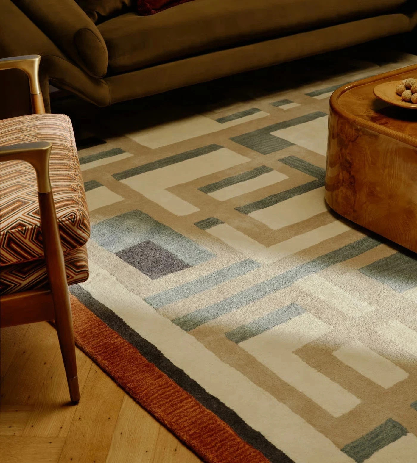 Handmade Wool Area Rug | Modern Geometric Abstract Design Hand Tufted Carpet gallery
