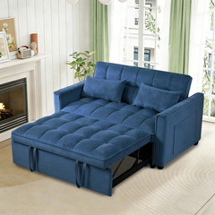 52.75″ Convertible Sleeper Sofa Bed Pull Out Couch Loveseat Adjustable Backrest