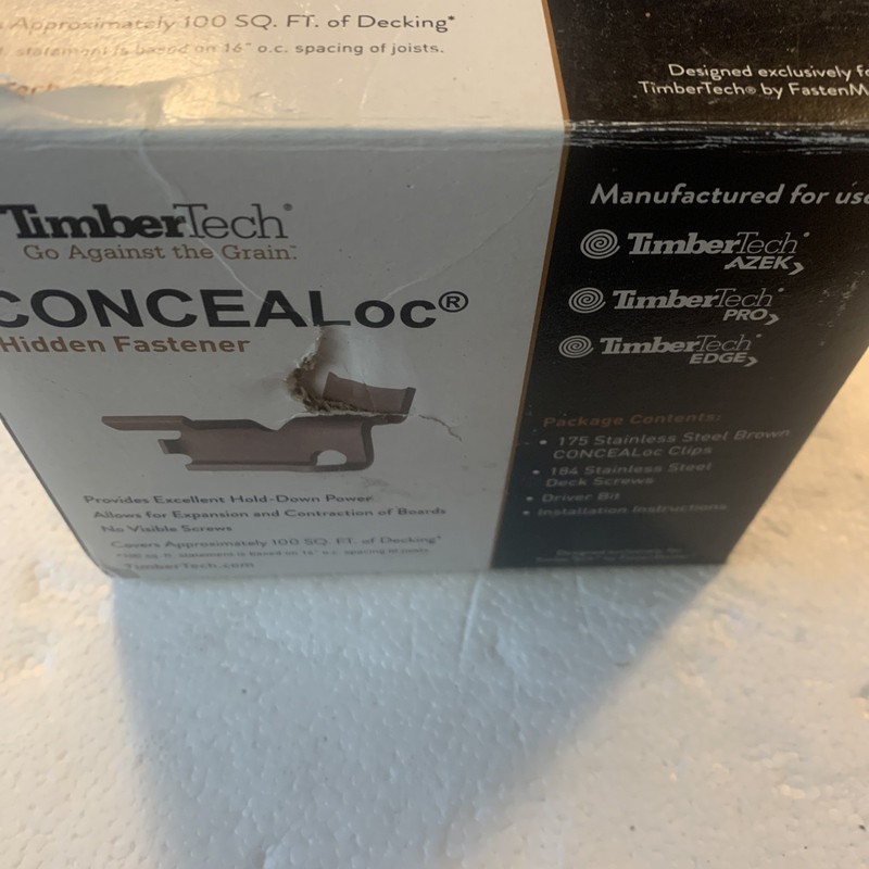 TimberTech CONCEALoc Deck Hidden Fasteners PARTIAL BOX 175 Fasteners & 72 Screws gallery