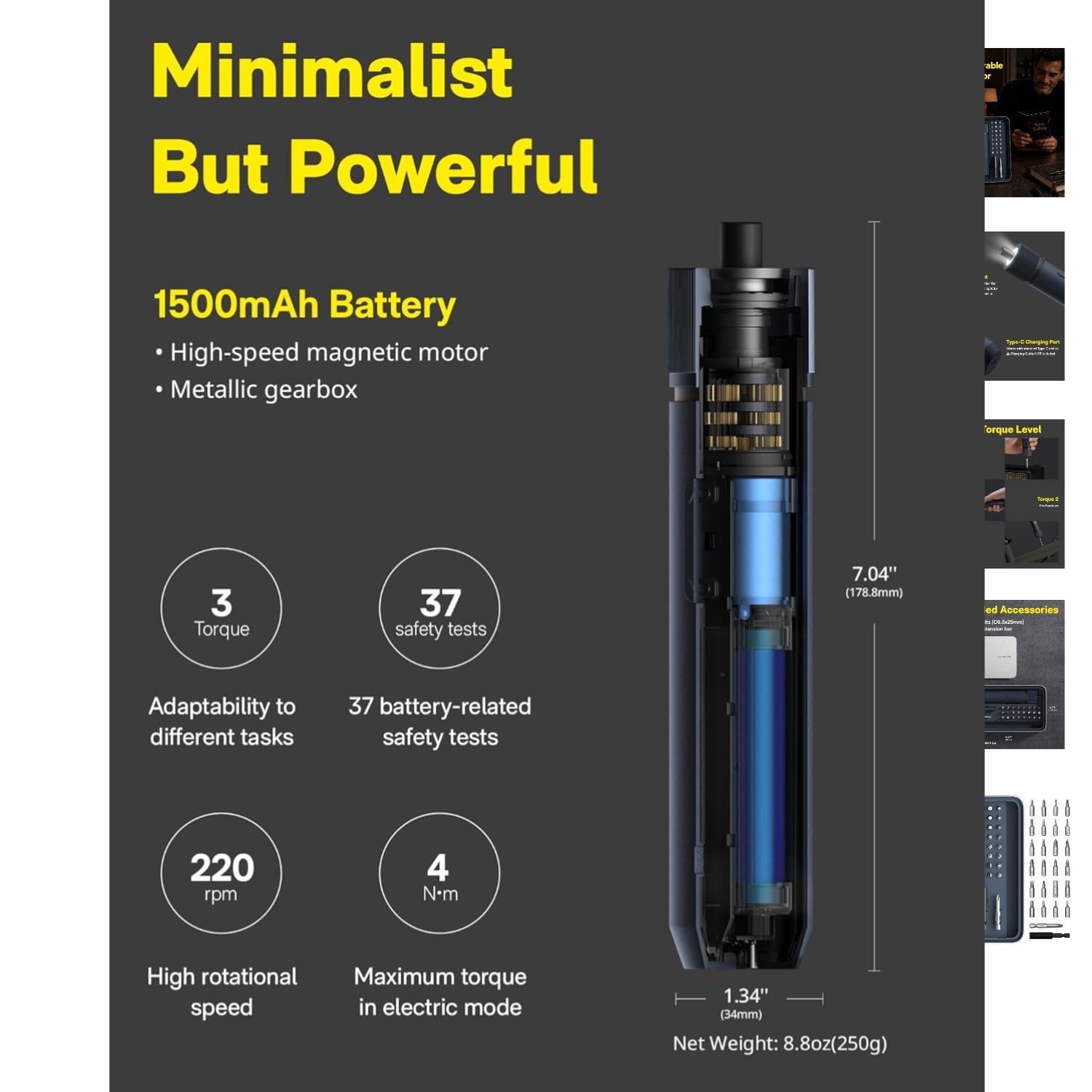 Rechargeable 1500mAh Electric Screwdriver with Adjustable Torque & LED Light gallery