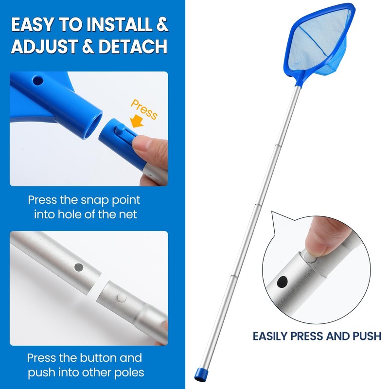 Pool Skimmer Net, Deep Pool Leaf Net with Reinforced Frame, Large Capacity gallery
