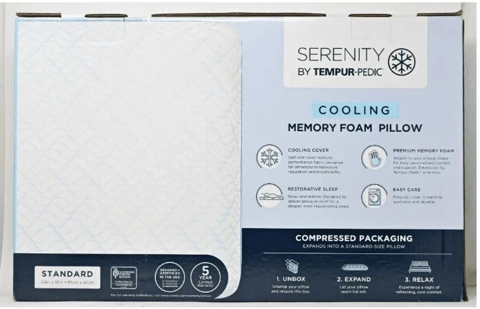 Serenity by tempur-pedics Cooling Memory Foam Pillow Standard Size. gallery