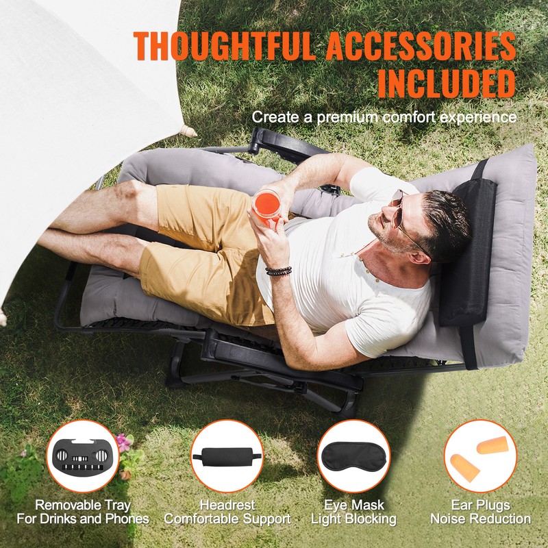 VEVOR Zero Gravity Chair 33" Zero Gravity Recliner Lounge Chair Indoor & Outdoor gallery