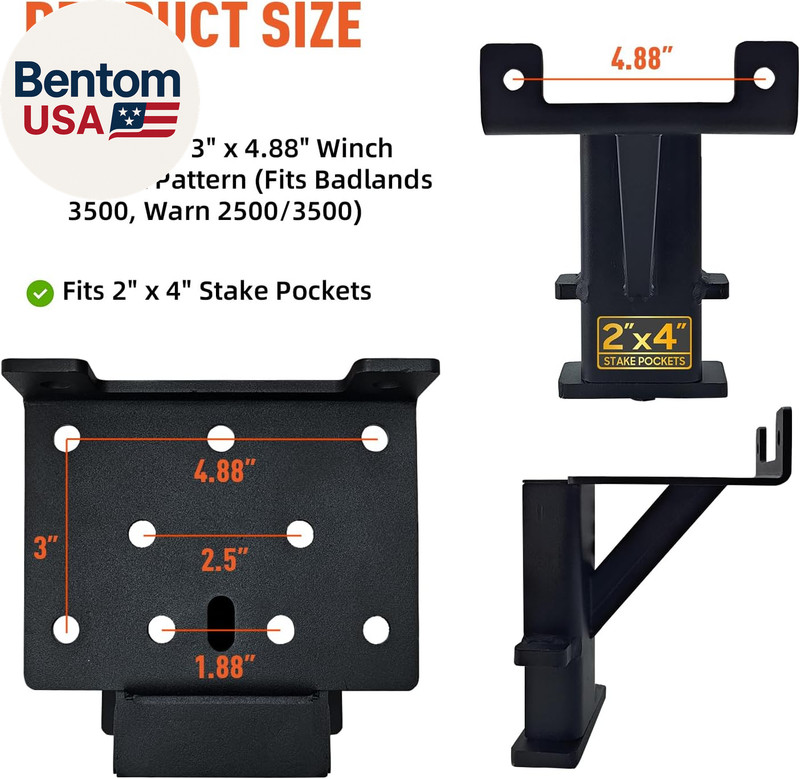 Winch Hitch Mount, Winch Mounting Plate for 2"X4" Stake Pocket, Heavy Duty Unive gallery