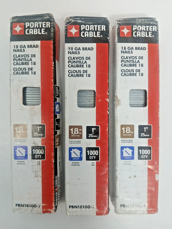 3 Pack - (1000-Pk) Porter-Cable 18 Gauge 1" Brad Nails PBN18100-1 gallery