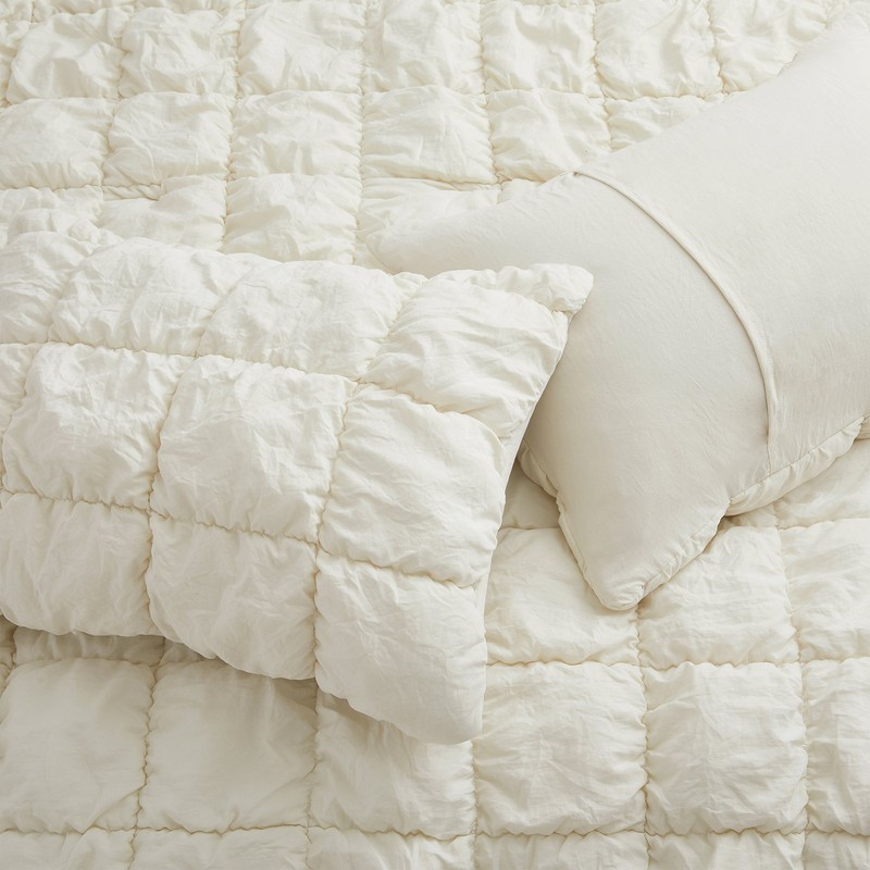 Ultra Soft 3D Bubble Gauze Comforter Set Textured Cloud Quilt Bedding w/ Shams gallery