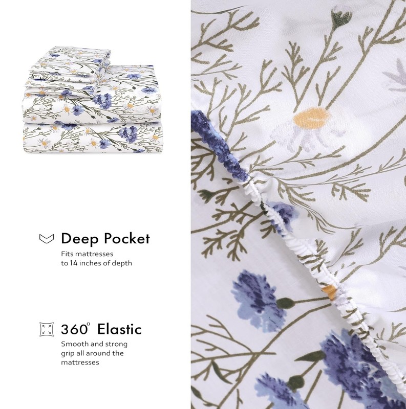 RUVANTI 100% Cotton Percale Sheets California King Size – Crisp Cooling Bed Shee gallery