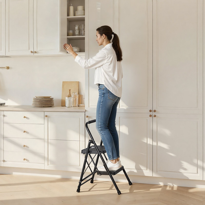 VEVOR 2 Step Ladder, Folding Step Stool with Wide Anti-Slip Pedal and Comfort Ha gallery