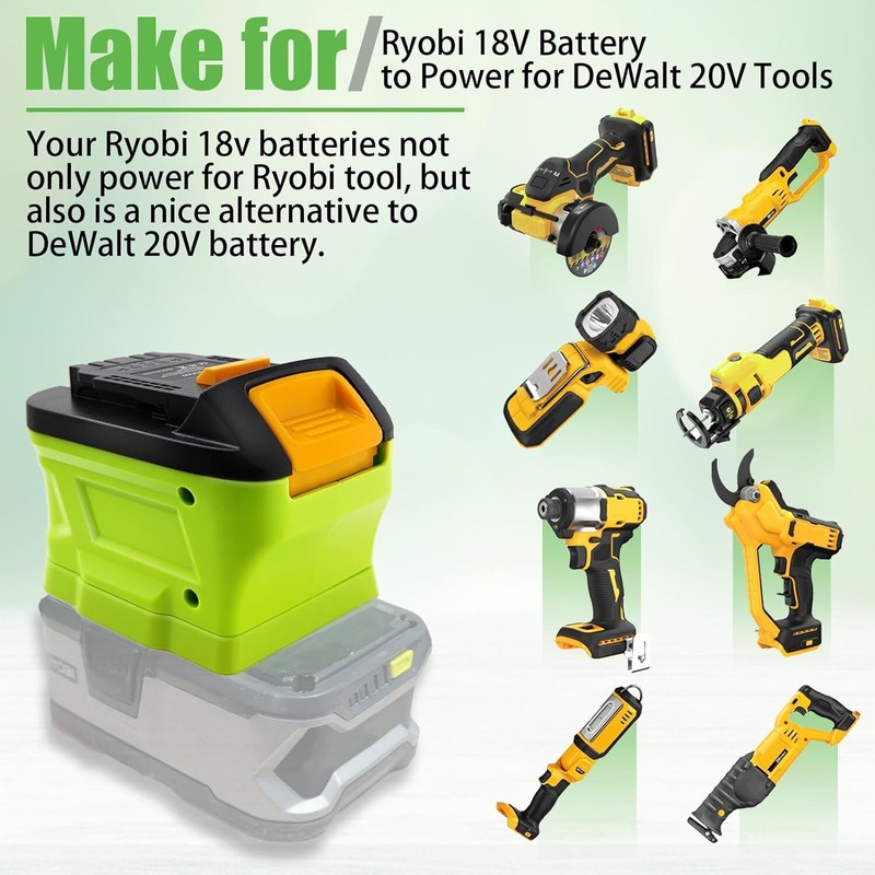 Converter Battery Adapter for Ryobi 18V Li-ion Battery to for Dewalt 20V Tool gallery