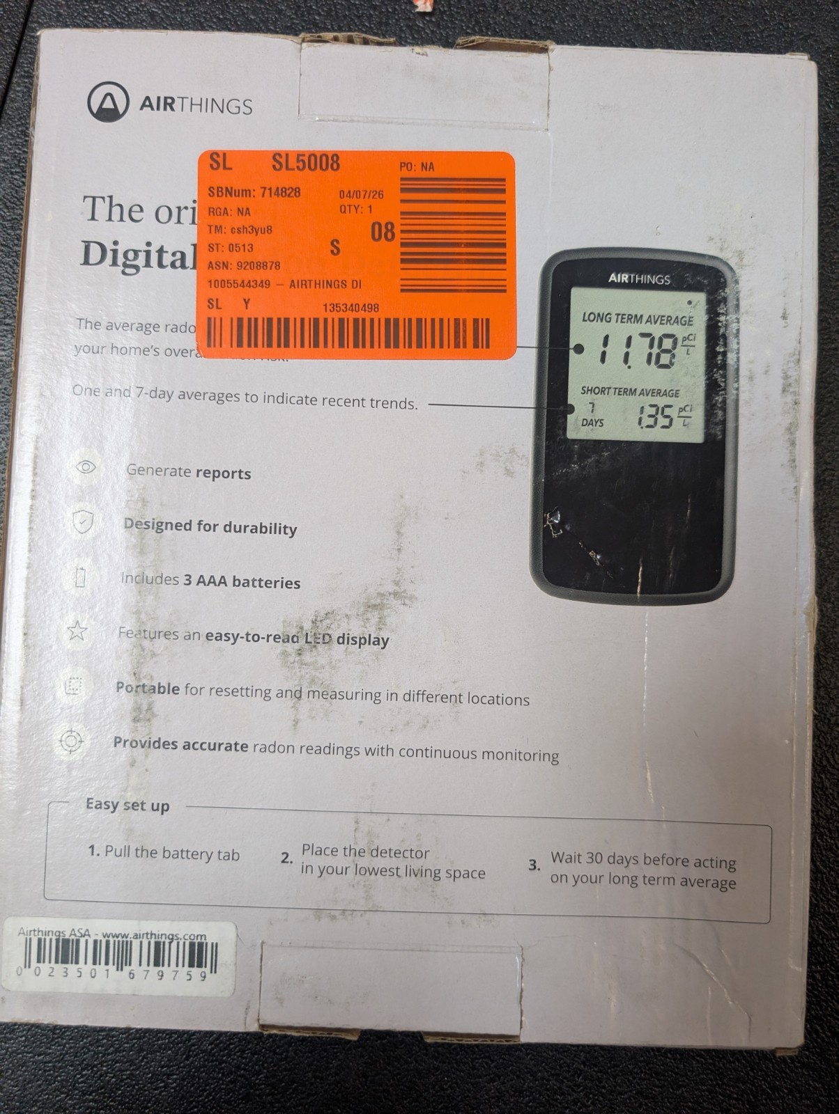 Airthings Battery Operated Digital Radon Detector 2350 gallery