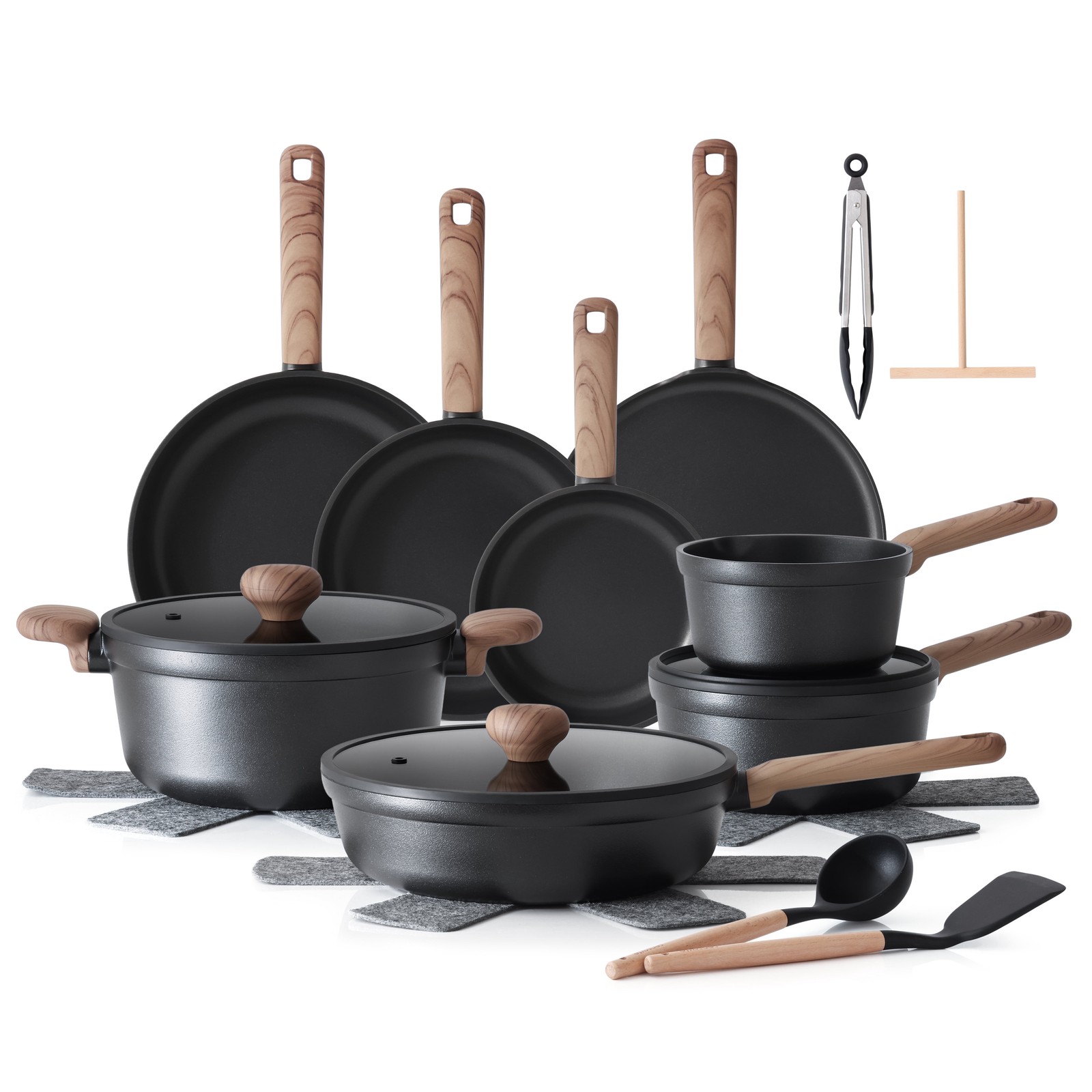 Sensarte Ceramic Nonstick Cookware Set, 24 Pieces, Die-Cast Aluminum, Induction gallery