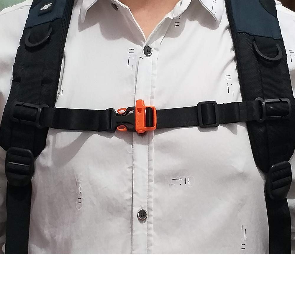 2 Pack Black Backpack Chest Strap, Nylon, Fits 1in Webbing, Adjustable Harness 5