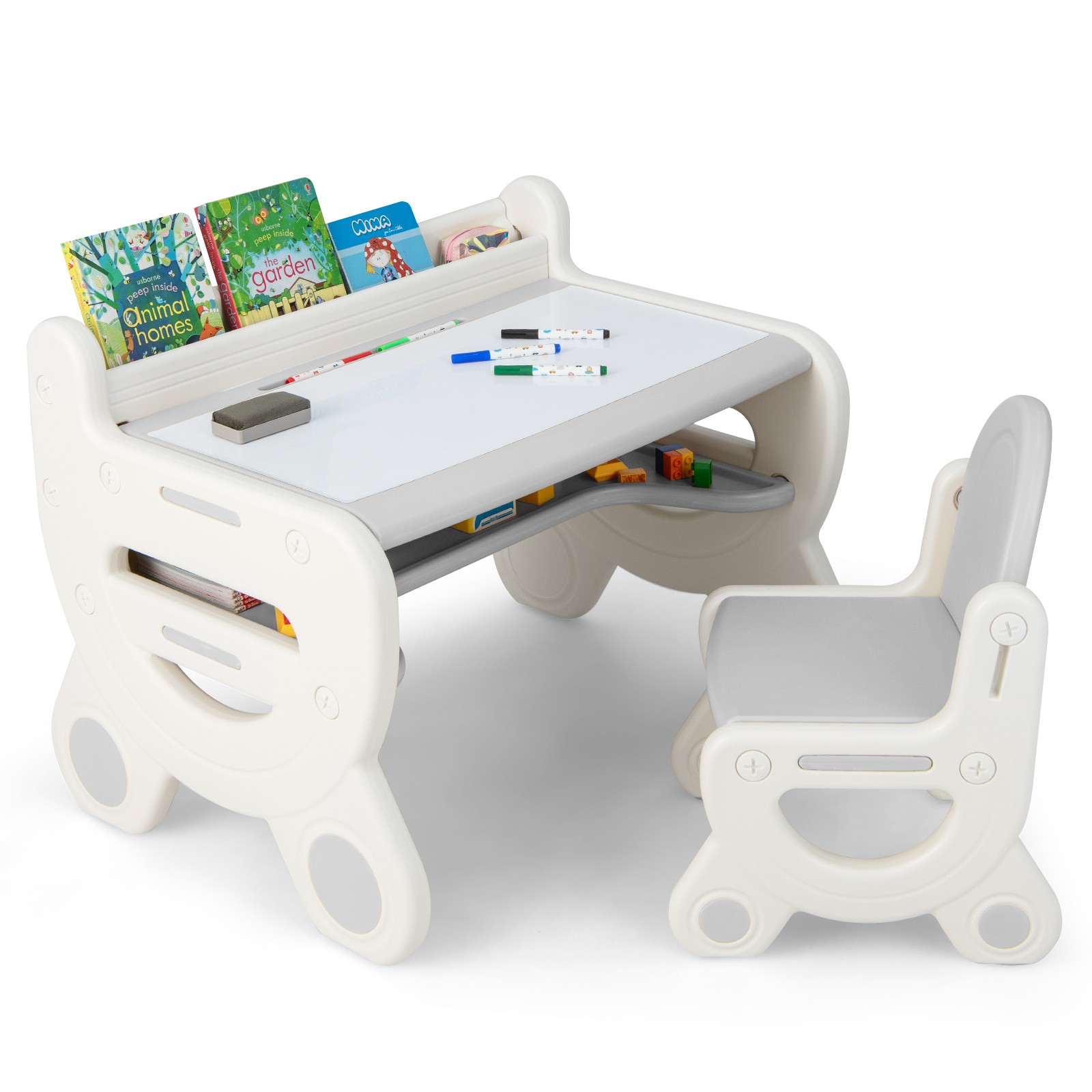 Activity Table and Chair Set for 3-8 Years Old Toddlers w/ Graffiti Desktop gallery