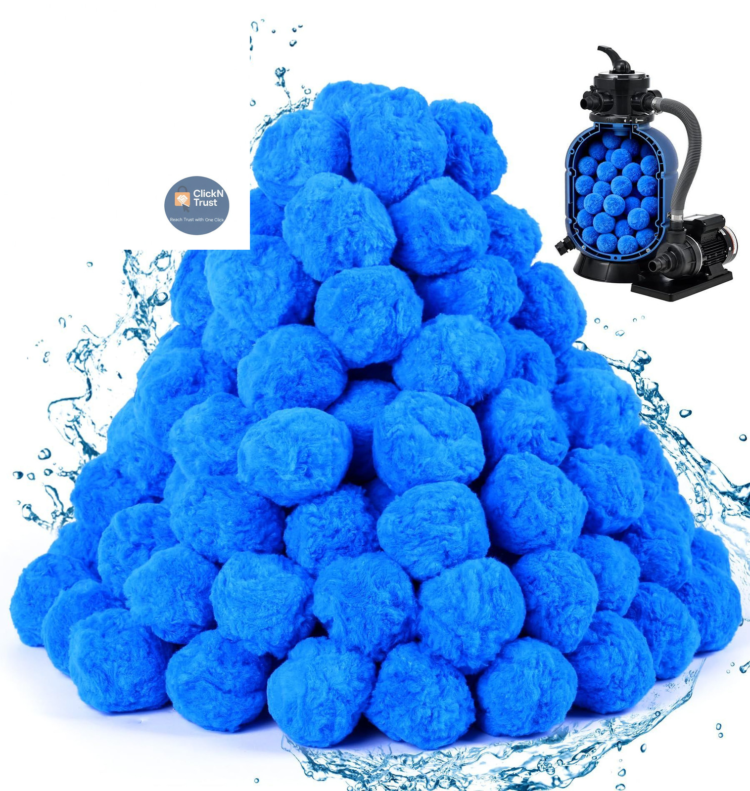 BluClear 3.5 lbs Pool Filter Balls for Sand Pump, Reusable Blue Royal gallery