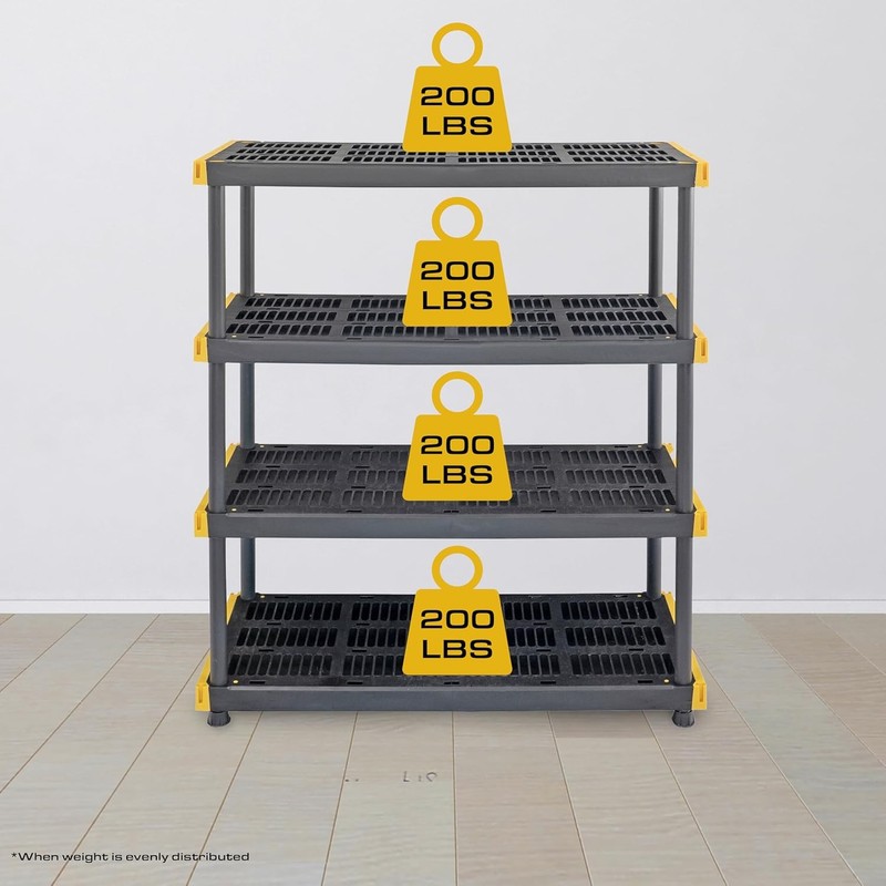 Plastic storage rack, each shelf can hold up to 200 pounds (55 x 48 x 20 ). gallery