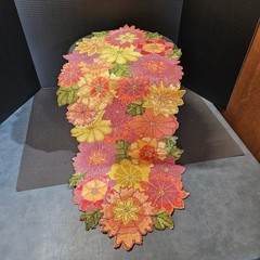 Pier 1 Imports Beaded Table Runner 34″x13″ Summer Floral Orange Yellow Green