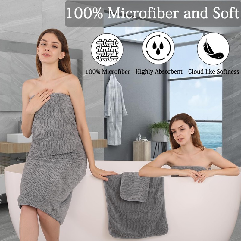 4 Pack Extra Large Microfiber Bath Towels Set,35x70 inches,600GSM,Less Lint H... gallery