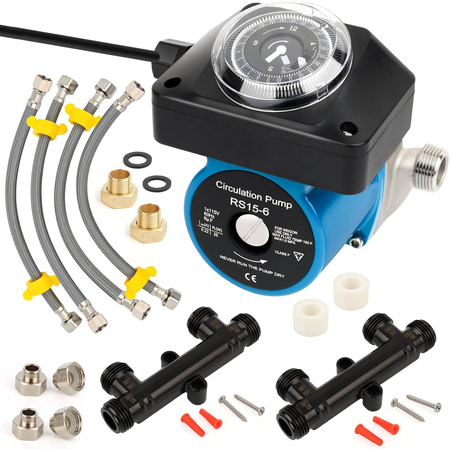Hot Water Recirculating Pump Kit for Tank Water Heaters – Programmable Timer, Tw gallery