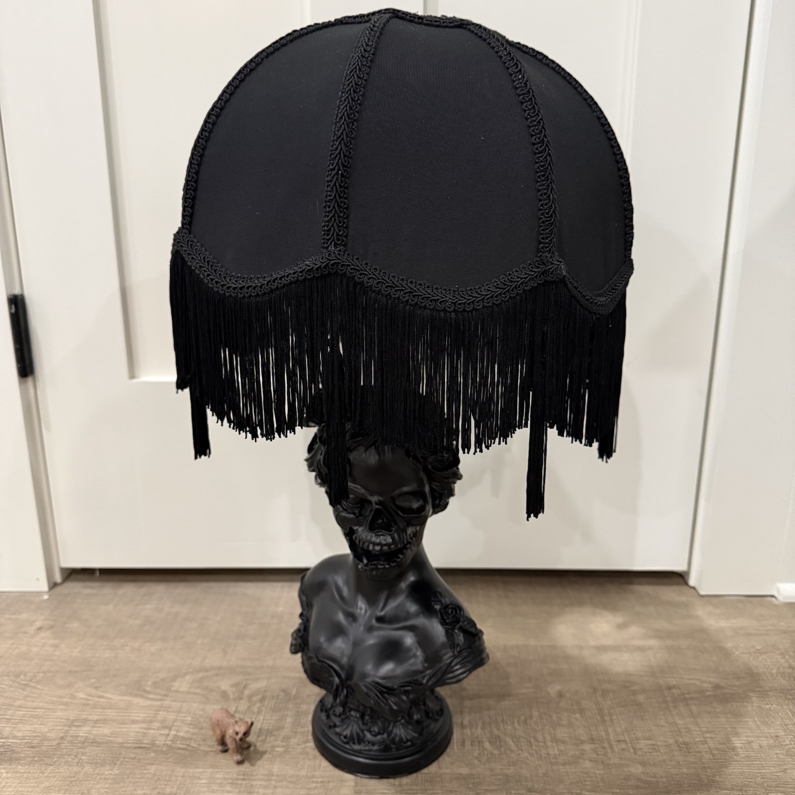 Gothic Skull Woman Bust Table Lamp with Black Shade 24" Halloween Skeleton NEW gallery