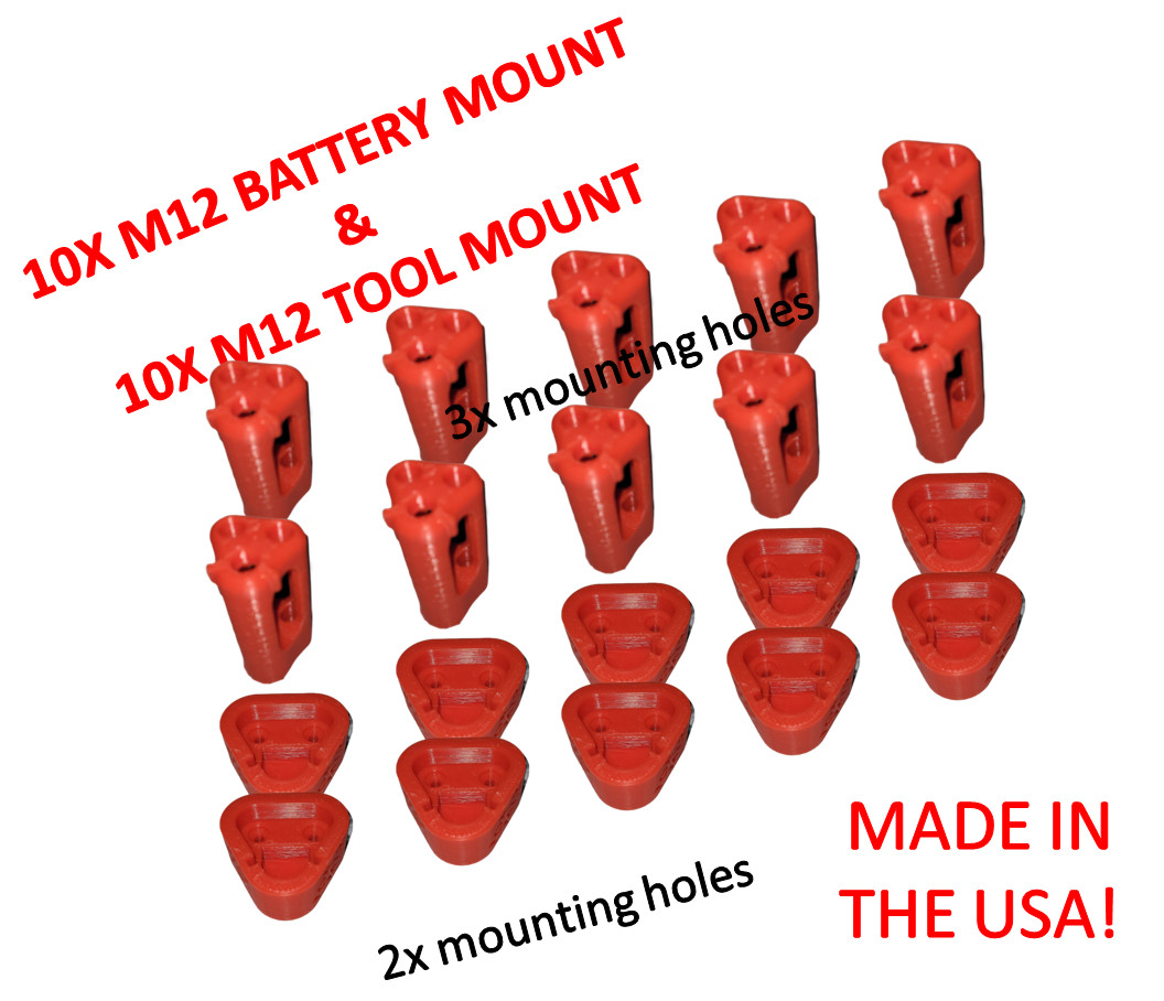 10 Red Tool and Battery Holders For Milwaukee M12 Tools gallery