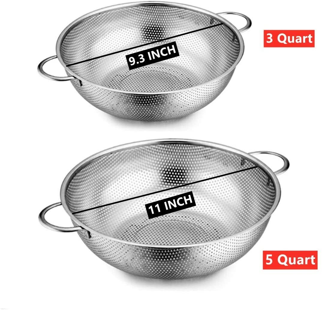 2 Piece Stainless Steel Mesh Micro-Perforated Strainer Colander Set (3/5 Quart) gallery