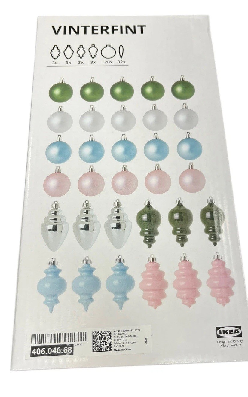 VINTERFINT Tree Ornament Set of 32, Bauble Mixed Shapes/Mixed Colors gallery
