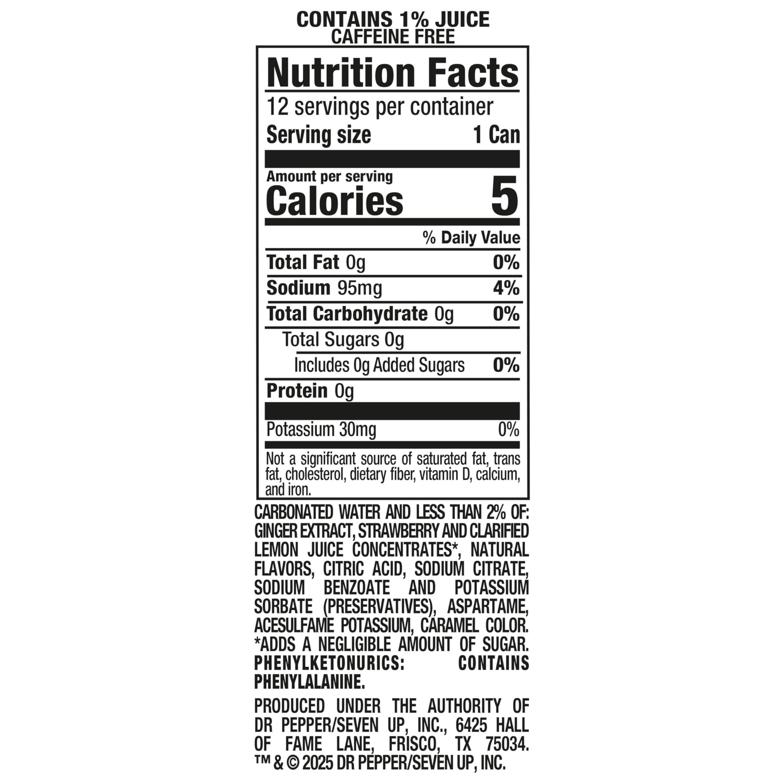 Canada Dry Fruit Splash Strawberry Ginger Ale Zero Sugar Soda, 12 fl oz cans, 12 gallery