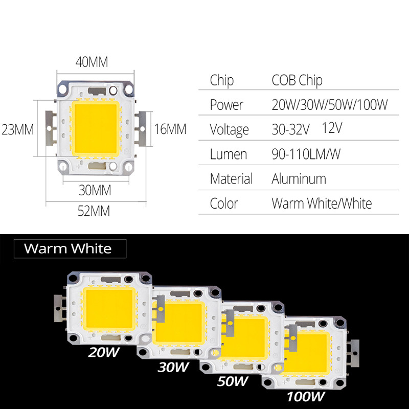 White/ Warm White 10W 50W 100W LED light Chip DC 12V/36V COB Integrated LED lamp gallery