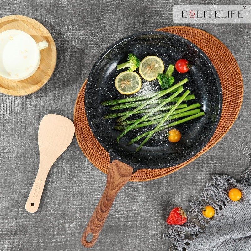 Nonstick Ceramic Frying Pans Skillets Set with Lids, Non-Toxic Egg Omelette K... gallery