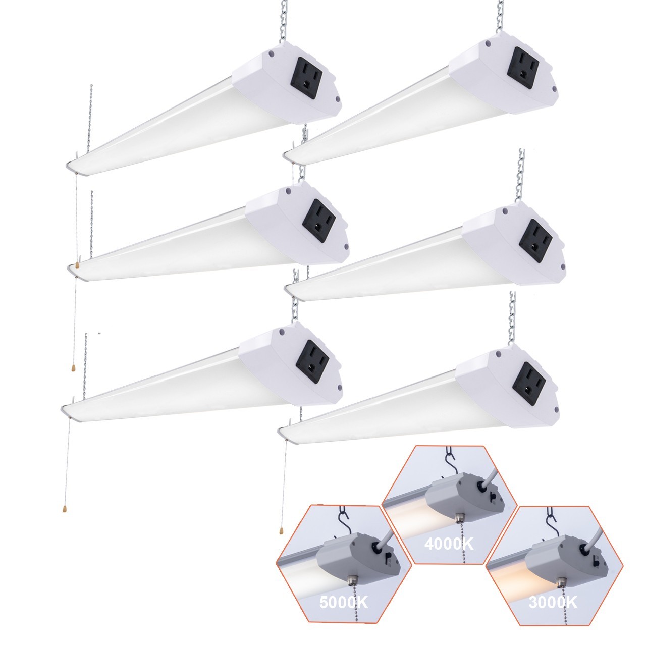 4Ft LED Shop Light 48W 5280lm Linkable Integrated Ceiling Light 3CCT gallery