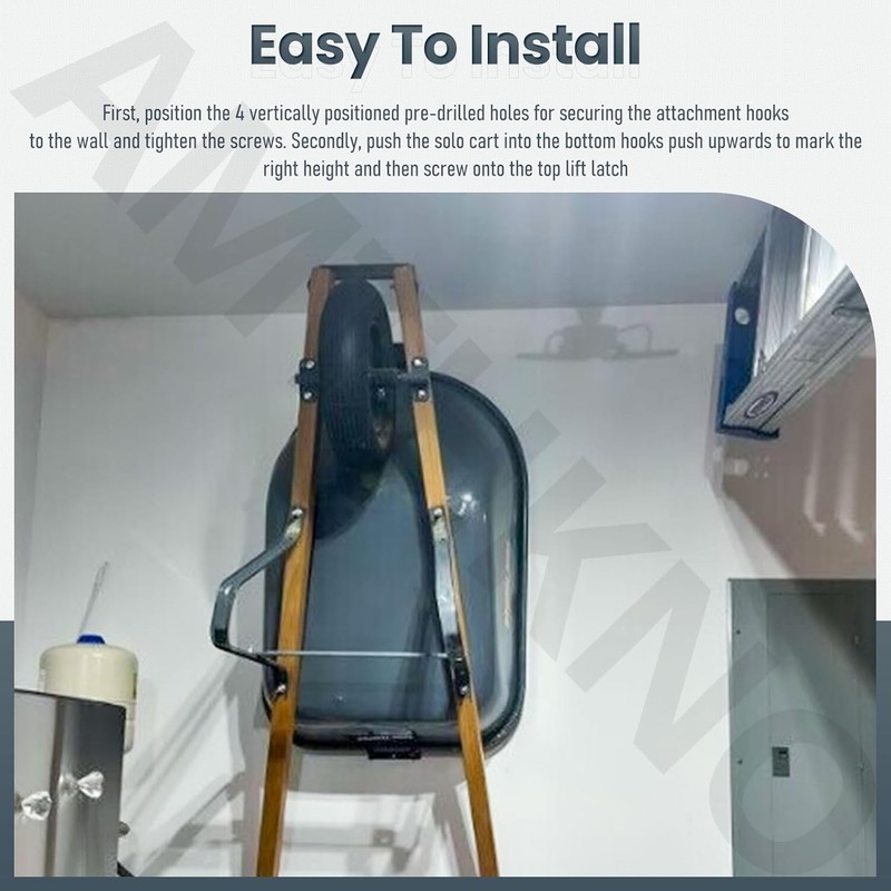 Wheelbarrow Storage Bracket Hanger Wall Mount 90 lb Capacity Garage Rack gallery