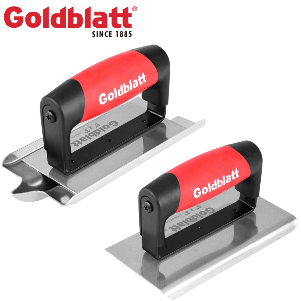 Goldblatt Concrete Hand Tool Edger (6" x 3" 1/4"R) Groover (6" x 3" 1/2"W 1/2"D) gallery
