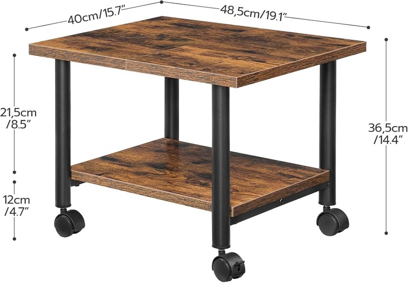 Printer Stand, 2-Tier Industrial Under Desk Printer Cart with Shelf, Mobile H... gallery