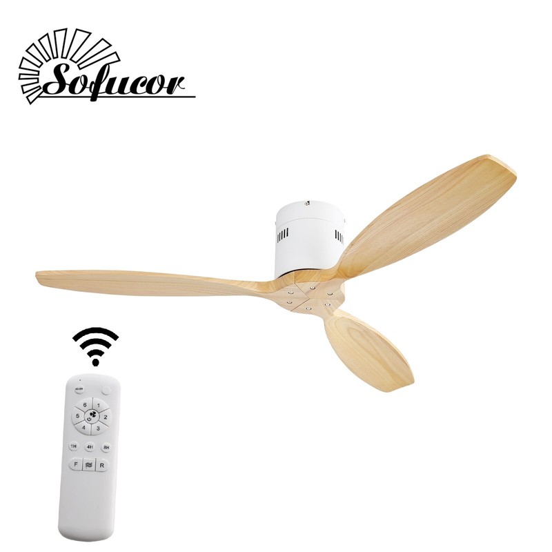 Sofucor 52" Flush Mount Ceiling Fan No Light w/ Remote Control Bedroom Patio Fan gallery