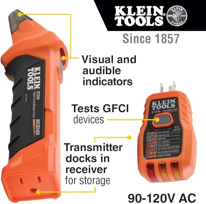 ET310KIT AC Circuit Breaker Finder Kit, Electric Tester, GFCI Tester, Leads, Ada gallery