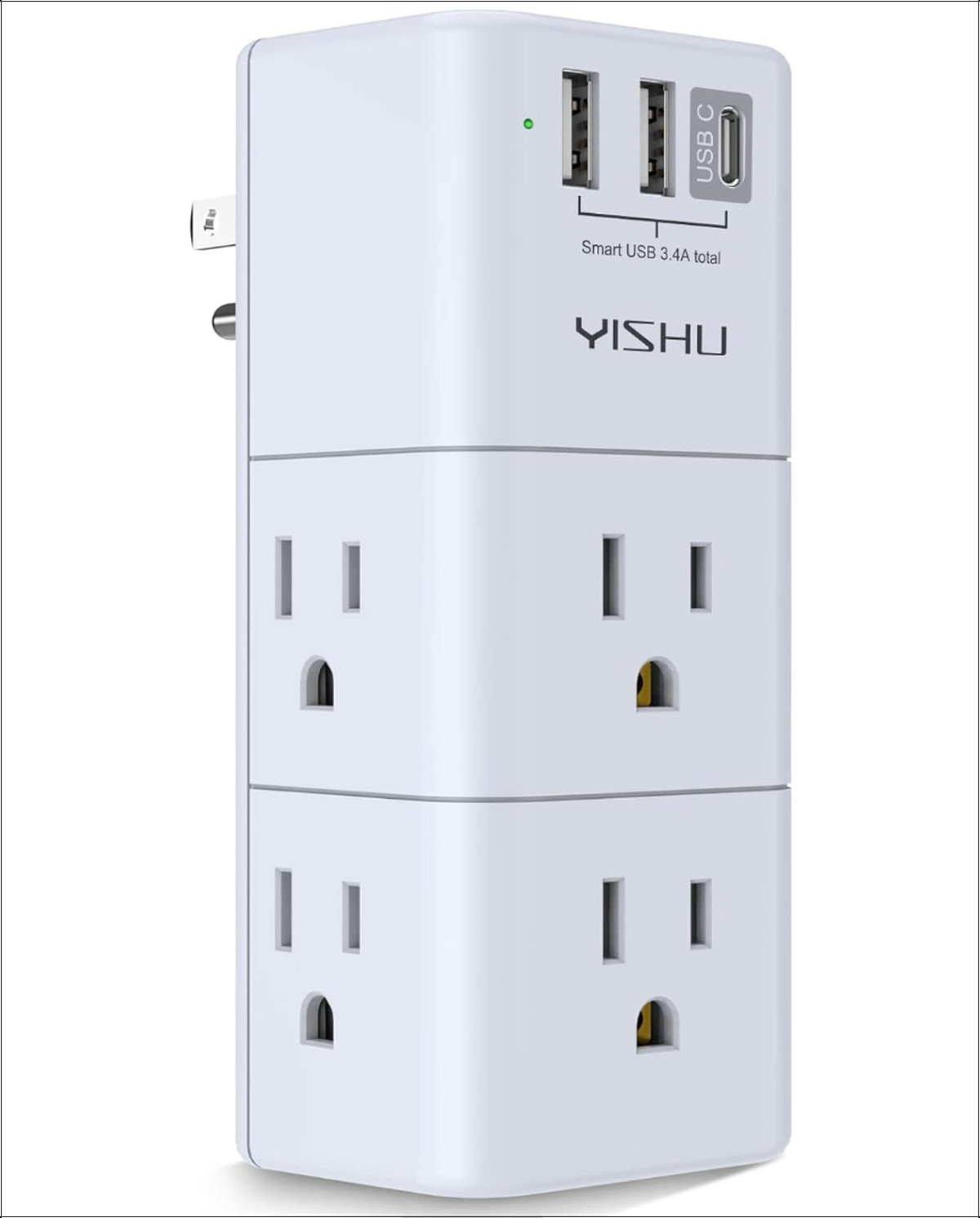 Wall Outlet Extender 9 in 1 Surge Protector USB A USB C Ports Rotating Plug gallery