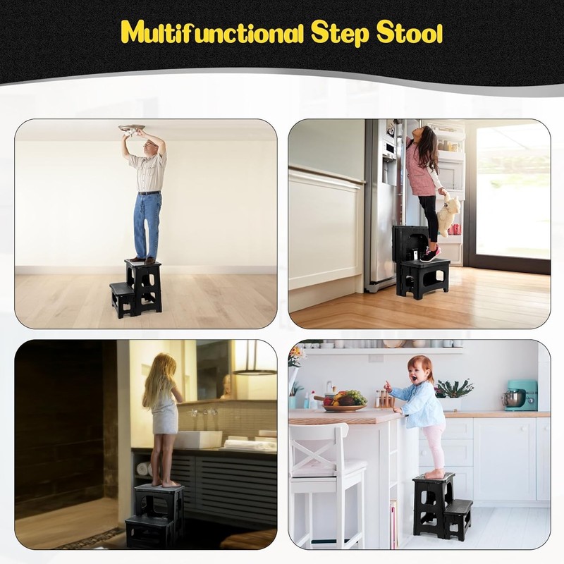 Ligebul 2-Step Stool Foldable Plastic Steps Stool Folding Step Ladder Two Step gallery