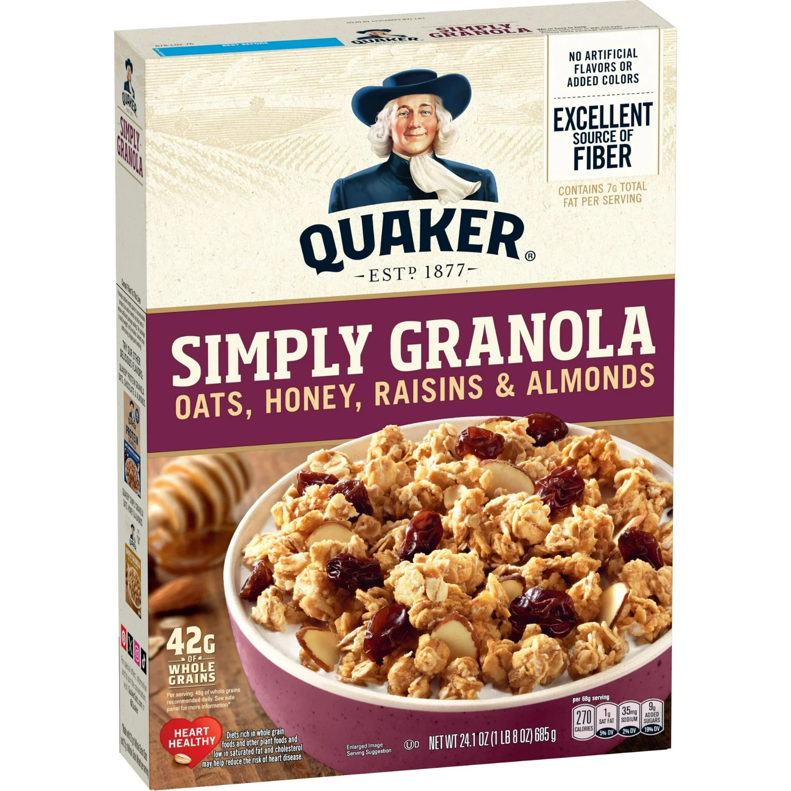 Quaker Simply Granola Breakfast Cereal, Oats Honey Raisins & Almonds, 24.1 oz gallery