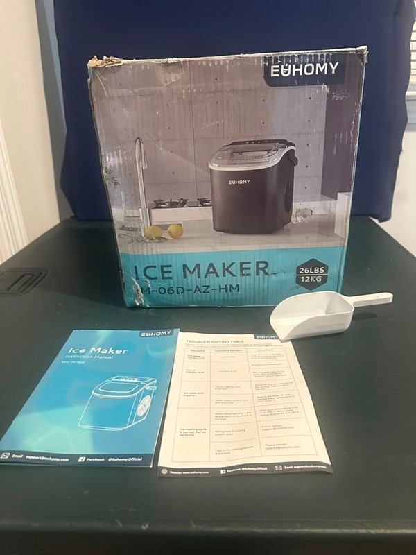 EUHOMY Countertop Ice Maker Machine with Handle 26lbs in 24Hrs 9 Ice Cubes Ready gallery