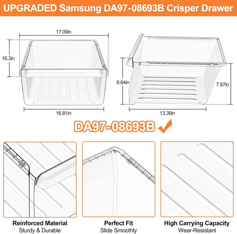 Samsung Refrigerator Crisper Drawer Replacement - DA97-08693B Compatible Bin gallery