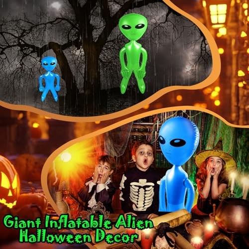 4 PCS 63 Inch Giant Inflatable Alien 31.5 Inch Jumbo Blow Up Alien Green Blue gallery