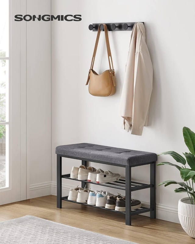 Shoe Bench with Cushion and Shelf, Space-Saving Entryway Seat gallery