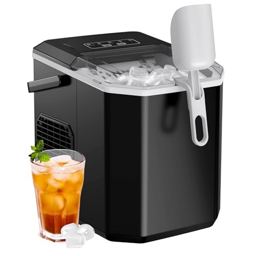 Ice Maker Countertop, Portable Ice Machine with Carry Handle, 26 lbs Black gallery