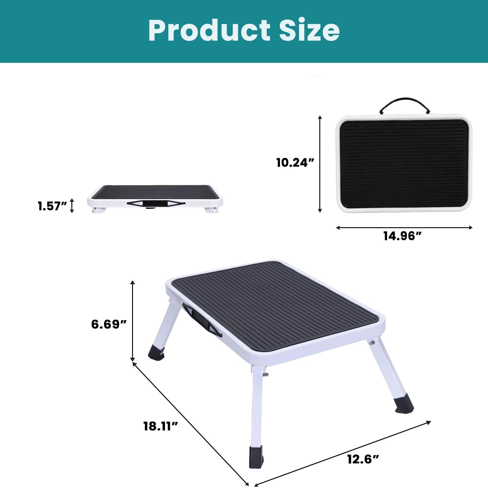 Foldable Step Stool, Heavy-Duty Metal Step Stool with 330 lbs Capacity, Non-S... gallery
