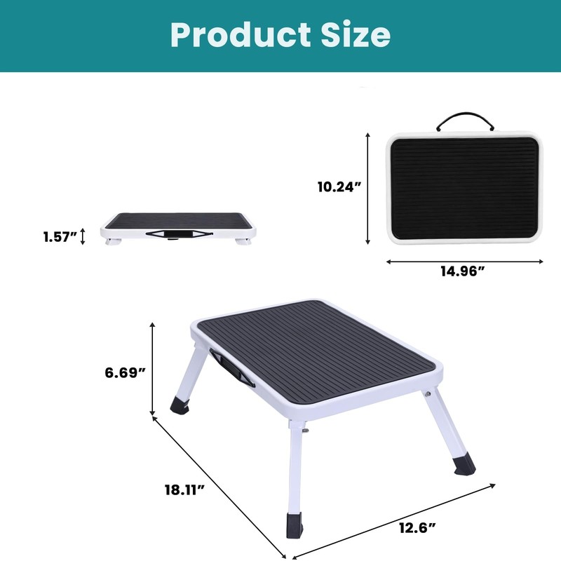 Foldable Step Stool, Heavy-Duty Metal Step Stool with 330 lbs Capacity, Non-S... gallery