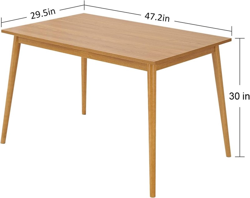 Modern Dining Table 47 Inch Kitchen Table W/ Solid Wood Leg Oak Finish Dinner gallery